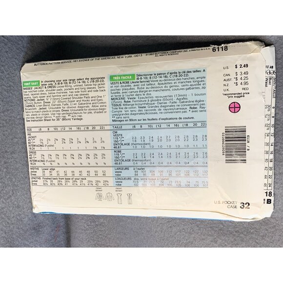 Butterick Misses Dress Jacket Sewing Pattern Sz 12-16 6118 - Uncut - Picture 3 of 4